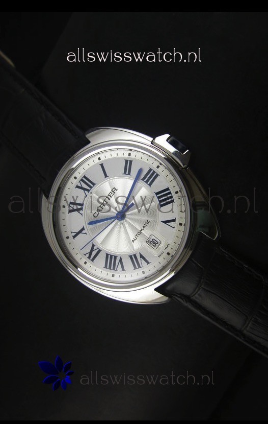 Cle De Cartier Watch 40MM Steel Case with Leather Steap - 1:1 Mirror Replica Watch