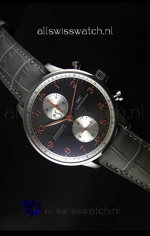 IWC Portuguese Chronograph Swiss Replica Watch in Steel Case - 1:1 Mirror Replica Edition