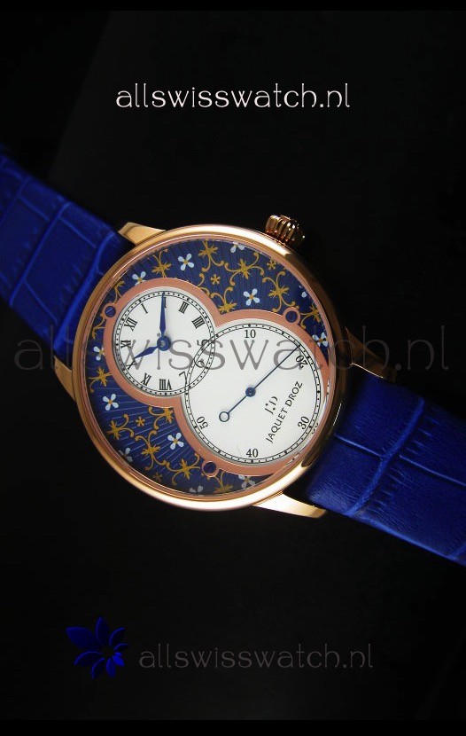 Jaquet Droz Grande Seconde Watch Rose Gold Blue Grand Feu paillonné-enameled Dial