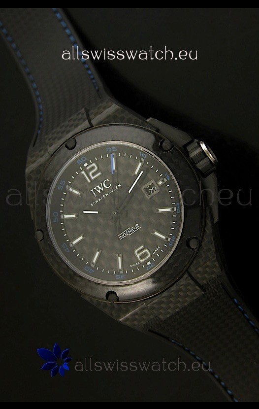 IWC Ingenieur Carbon Casing Swiss Replica Watch in Black Carbon Dial