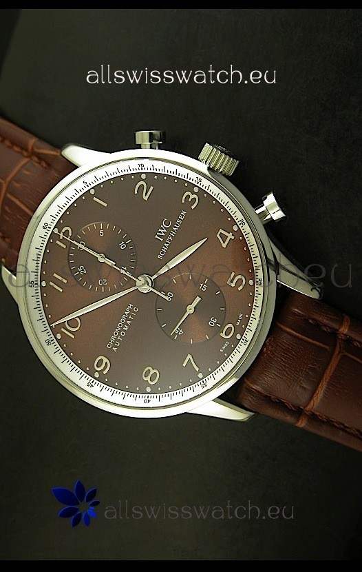 IWC Portuguese Chronograph Swiss Replica Watch in Steel Case - 1:1 Mirror Replica Edition
