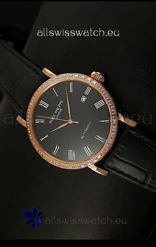 Patek Philippe Calatrava 5298 Swiss Replica Watch in Pink Gold Casing - Roman Hours