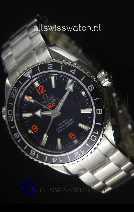 Omega Planet Ocean GMT Black Swiss Replica Watch - 1:1 Ultimate Mirror Edition