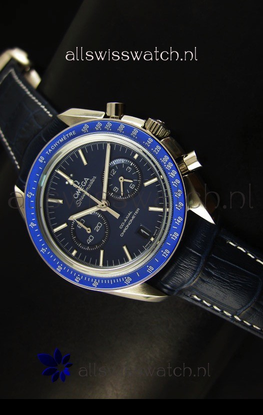 Omega Speedmaster Moon Watch Co-Axial Japanese Replica Watch Dark Blue Dial