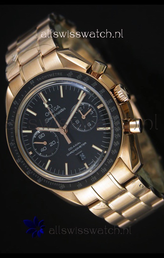Omega Speedmaster Moon Watch Co-Axial Swiss Watch in Rose Gold - 1:1 Mirror Replica