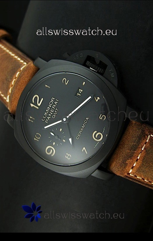 Panerai Luminor PAM441 GMT 1950 3 Days Power Reserve Swiss Watch in Ceramic Case