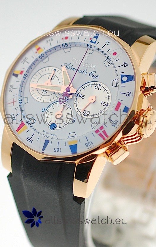 Corum Admirals Cup Chronograph Swiss Replica Gold Watch 