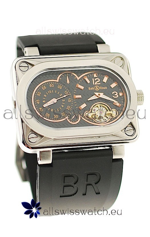 Bell and Ross BR Minuteur Tourbillon PVD Japanese Watch in Rose Gold Markers