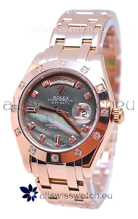 Rolex Day Date Black Mother of Pearl Japanese Replica Watch