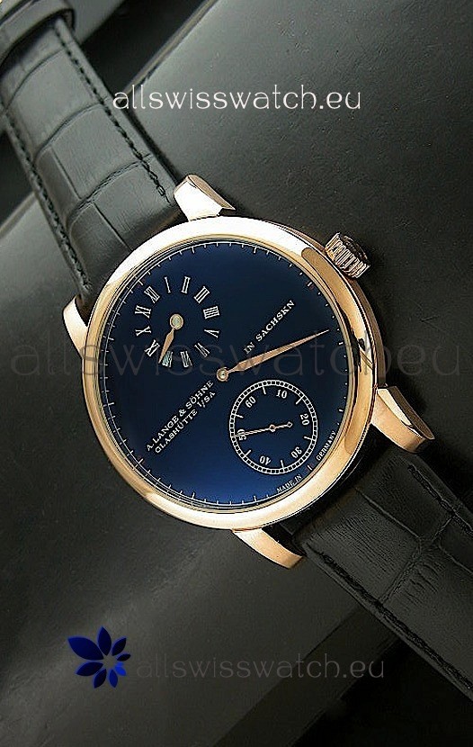 A. Lange & Sohne Cortes de Geneve Decorative Bridges Classic Replica Rose Gold Watch in Black Dial