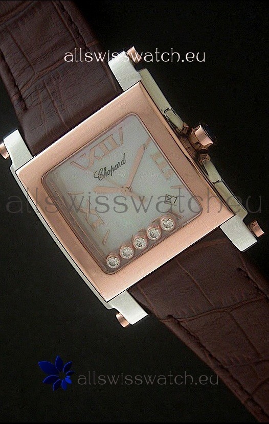 Chopard Happy Sport Swiss Replica Watch in Brown Strap