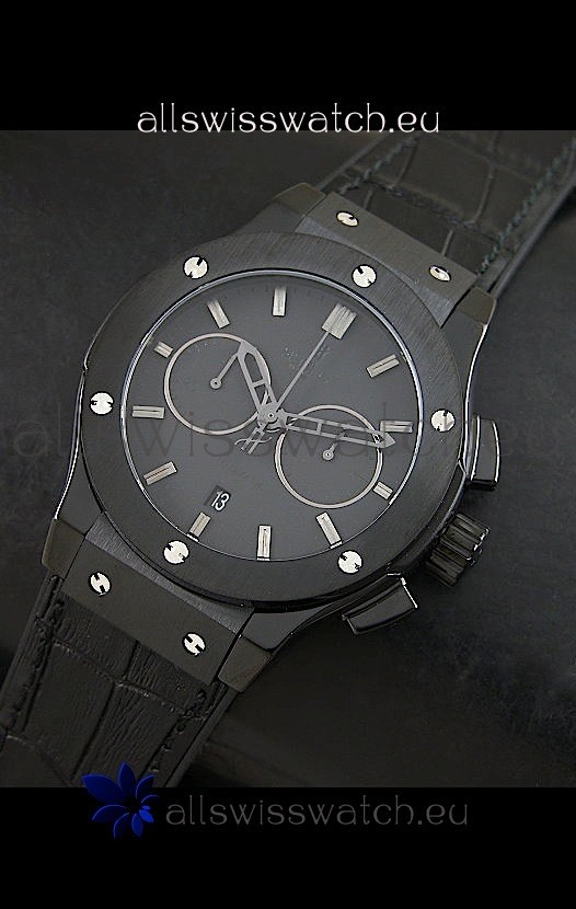 Hublot Big Bang Classic Fusion Swiss Replica PVD Watch in Black Strap