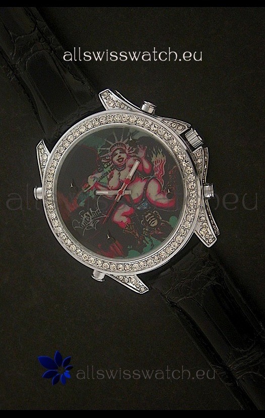 Five Time Zones J&C Imitations Japanese Watch in Full Diamonds