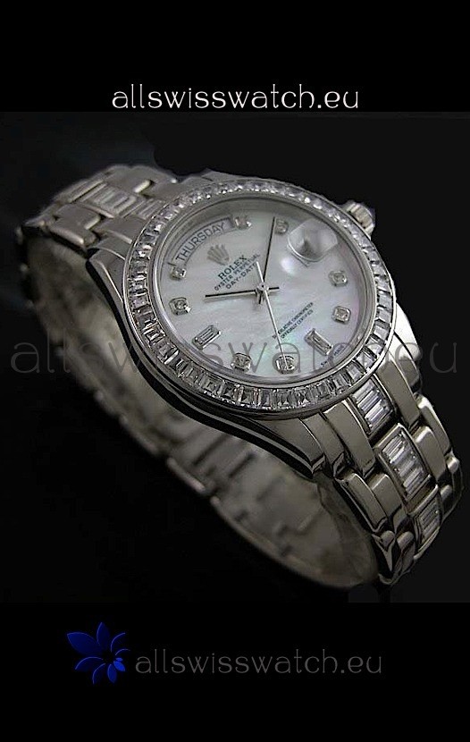 Rolex Oyster Perpetual Day Date Japanese Replica Watch in White Mother of Pearl Dial 