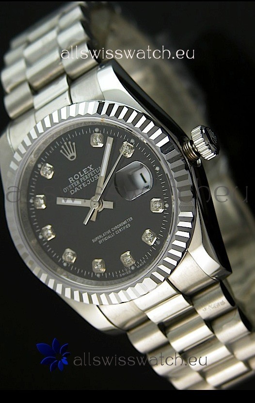 Rolex Replica Datejust Mens Japanese Watch in Black Dial - 41MM