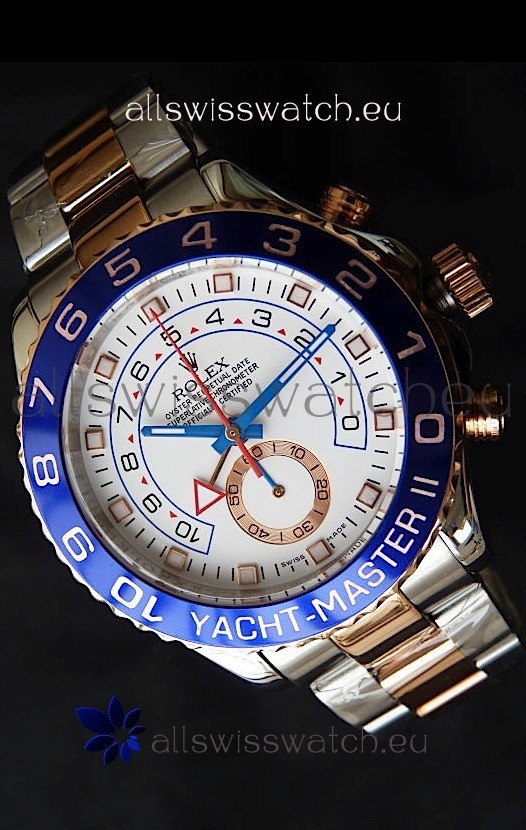 Rolex Replica Yachtmaster II Swiss Watch Two Tone Rose Gold - 1:1 Mirror Replica Watch
