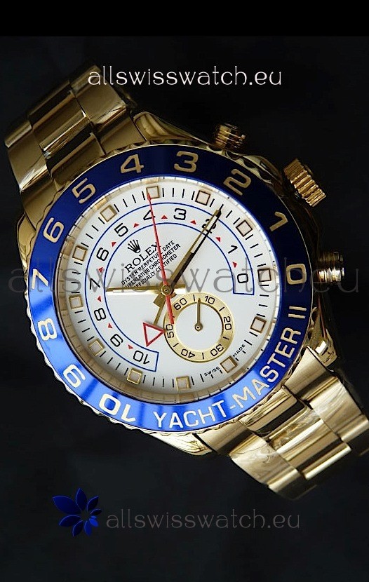 Rolex Replica Yachtmaster II Swiss Watch Yellow Gold - 1:1 Mirror Replica Watch