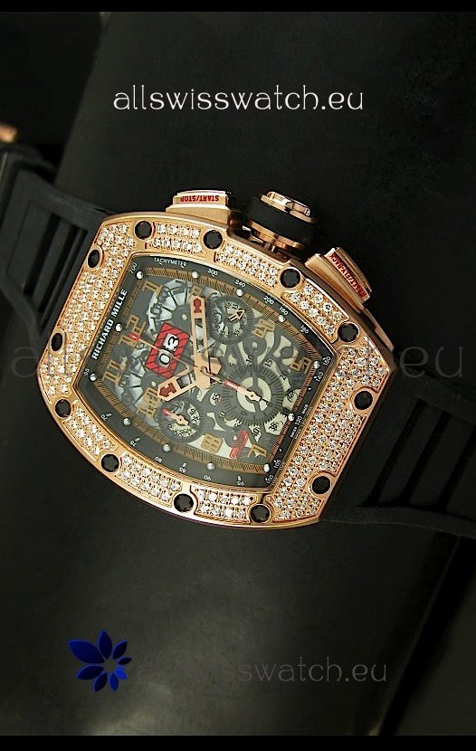 Richard Mille Filippe Massa Edition Titanium Swiss Replica Watch in Pink Gold Case