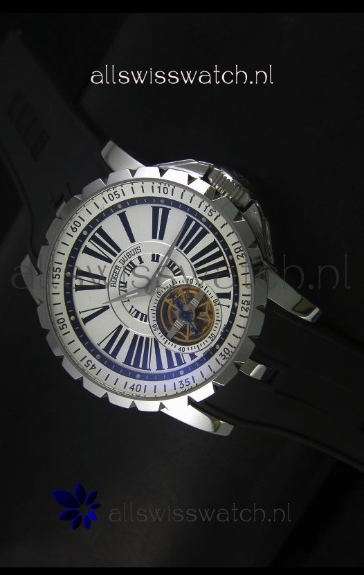 Roger Dubuis Excalibur Tourbillon Watch Japanese Movement - White Dial