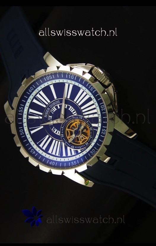 Roger Dubuis Excalibur Tourbillon Watch Japanese Movement - Blue Dial