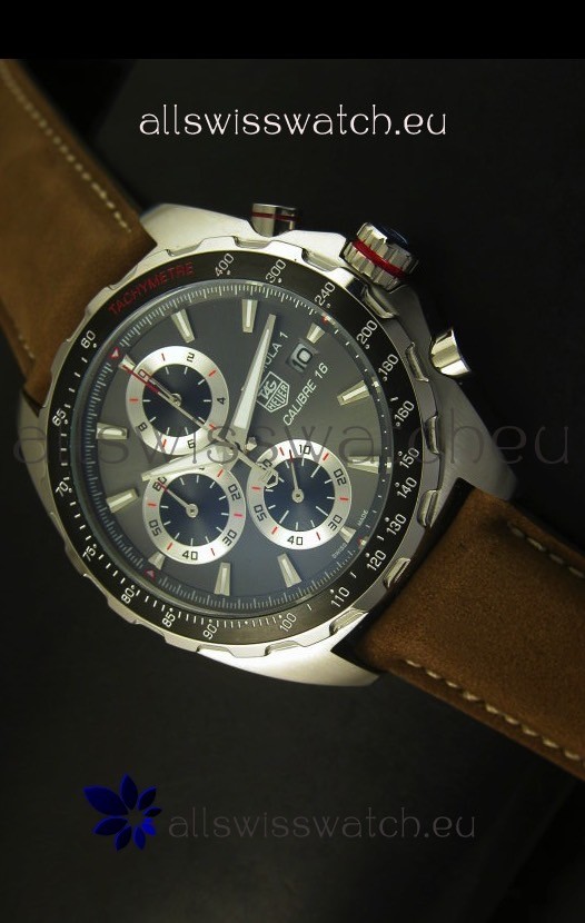 Tag Heuer Calibre 16 Stainless Steel Watch in Grey Dial