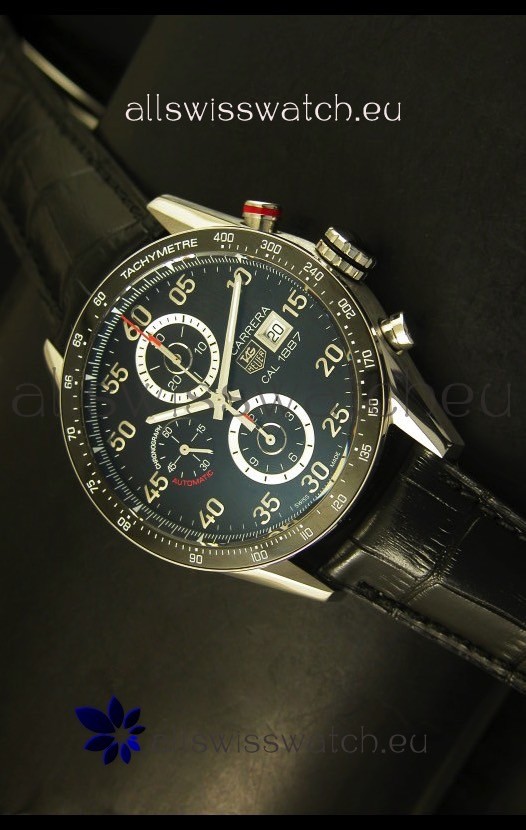 Tag Heuer Carrera Calibre 1887 Black Dial Watch - 1:1 Mirror Replica 