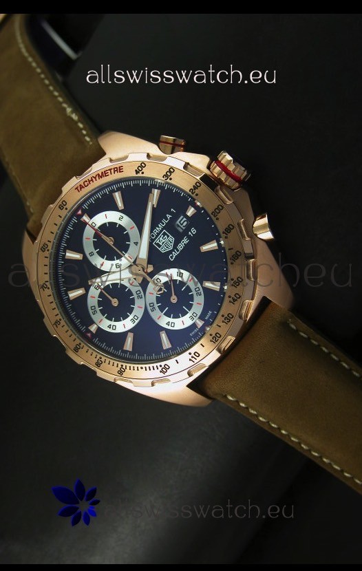 Tag Heuer Calibre 16 Rose Gold Watch in Black Dial Watch