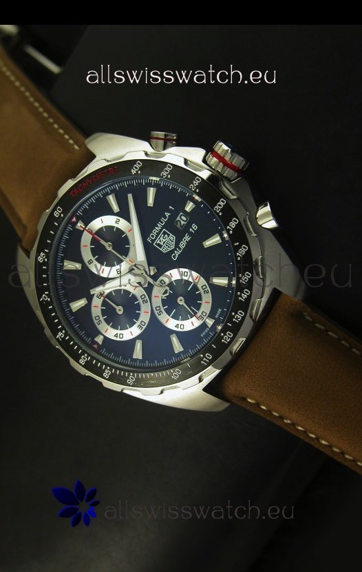 Tag Heuer Calibre 16 Stainless Steel Watch in Black Dial