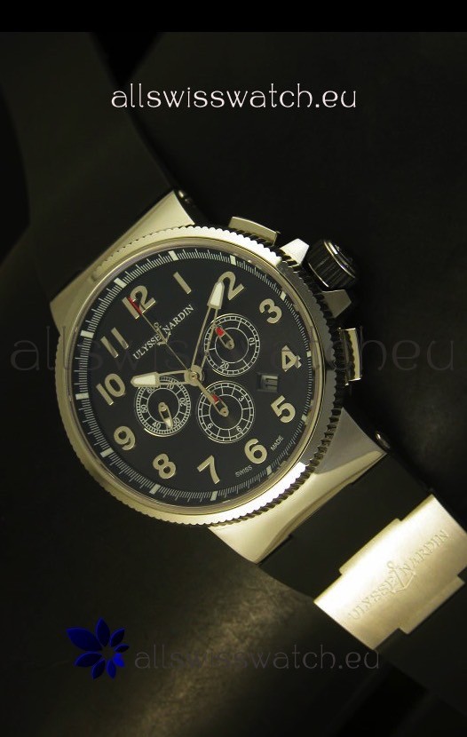 Ulysse Nardin Marine Chronograph Stainless Steel Black Arabic Dial - 1:1 Mirror Replica