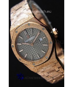 Audemars Piguet Royal Oak Frosted Rose Gold QUARTZ Watch Grey Dial 33MM - 1:1 Mirror Replica 