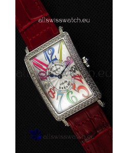 Franck Muller Long Island Color Dreams Ladies Swiss Replica Watch - Red Strap