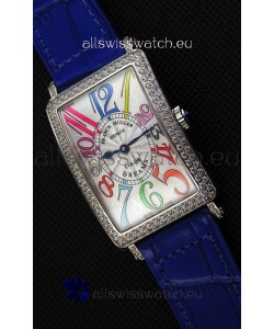 Franck Muller Long Island Color Dreams Ladies Swiss Replica Watch - Blue Strap