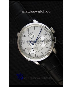 Glashuette Dual Sub Dial Japanese Replica Watch in White Dial