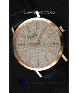 Piaget Altiplano G0A36128 Paved Diam Dial Swiss Quartz Replica Watch in Pink Gold Case