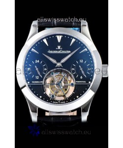 Jaeger LeCoultre Perpetual Tourbillon 904L Steel Case Black Dial Swiss Replica Watch 