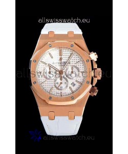 Audemars Piguet Royal Oak Chronograph White Dial Rose Gold on 904L Steel - 1:1 Mirror Replica