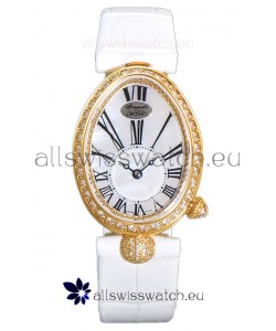 Breguet Reine De Naples Ladies Yellow Gold White Leather Swiss 1:1 Edition Replica Watch