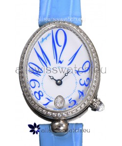 Breguet Reine De Naples Ladies Stainless Steel Blue Leather Swiss 1:1 Edition Replica Watch