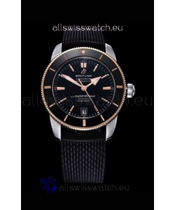 Breitling SuperOcean Heritage II 44MM Black Dial Two Tone 904L Rubber Strap 1:1 Mirror Replica