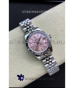 Rolex Datejust 28MM Swiss Replica in 904L Steel in Pink Dial - 1:1 Mirror Replica