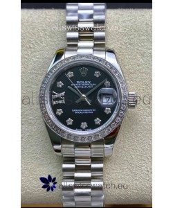 Rolex Datejust 28MM Swiss Replica in 904L Steel in Black Dial - 1:1 Mirror Replica