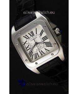 Cartier Santos De Cartier 1:1 Mirror Replica Black Strap 33MM Ladies Watch 