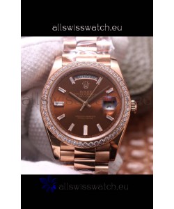 Rolex Day Date Presidential 904L Steel Rose Gold 40MM - Brown Dial 1:1 Mirror Quality Watch