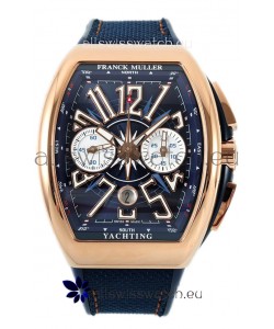 Franck Muller Vanguard V45 Chronograph 904L Rose Gold Blue Dial Swiss Watch