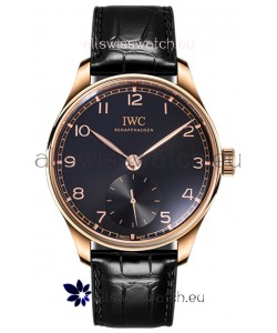 IWC Portugieser Automatic 40 IW358401 Black Dial in Rose Gold Casing Mirror Replica Watch 