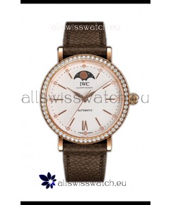 IWC Portofino IW6596 Automatic Moon Phase Rose Gold Casing Watch in White Dial 37MM