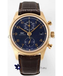 IWC Portugieser Chronograph Classic IW390305 Yellow Gold Blue Dial 1:1 Mirror Replica