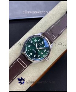 IWC Pilot MARK Series IW328205 1:1 Mirror Swiss Replica Watch in Green Dial Brown Strap