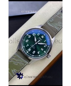 IWC Pilot MARK Series IW328205 1:1 Mirror Swiss Replica Watch in Green Dial Leather Strap