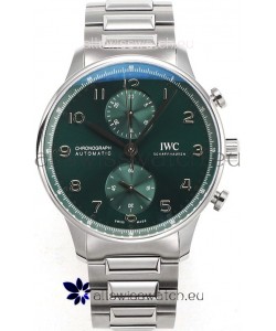 IWC Portuguese Chronograph Swiss Replica Watch in Steel Case Green Dial - 1:1 Mirror Replica Edition